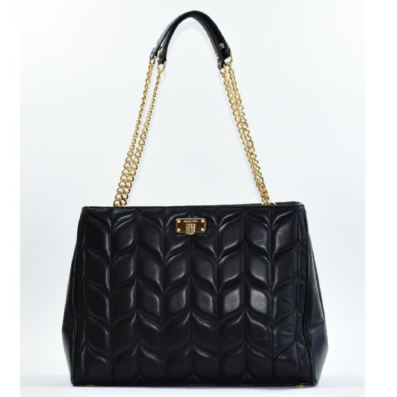 MK Peyton Large Leather Chain Tote Black - Picture 2 of 9